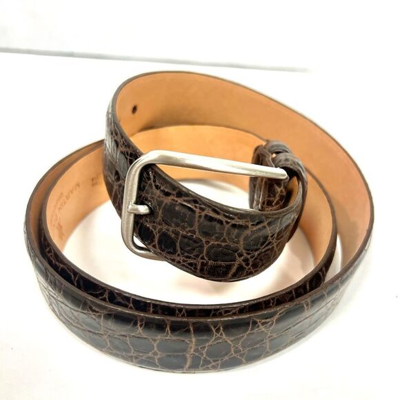 Martin Dingman Brown embossed Leather Belt. 42 - Picture 1 of 5